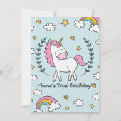 Cute Unicorn op Laurels. Birthday Kaart (Achterkant)