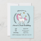 Cute Unicorn op Laurels. Birthday Kaart (Voorkant)