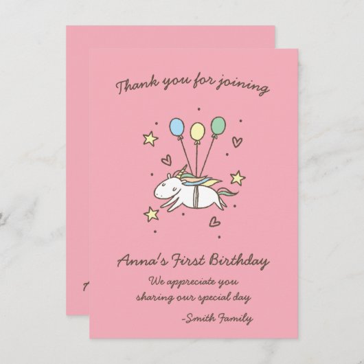 Cute Unicorn op Laurels. Verjaardag. Hartelijk Bed Kaart (Voorkant / Achterkant)