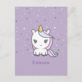 Cute Unicorn Paars Briefkaart (Voorkant)