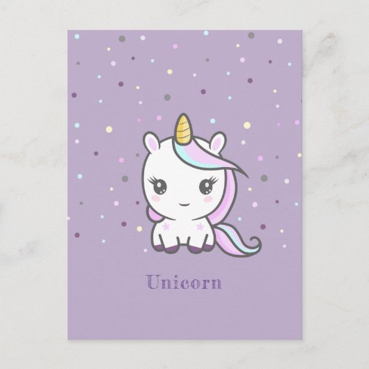 Cute Unicorn Paars Briefkaart (Voorkant)