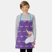 Cute Unicorn Paars Gepersonaliseerde Kinderen Schort (Gedragen)