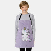 Cute Unicorn Paars Kind Apron Schort (Gedragen)