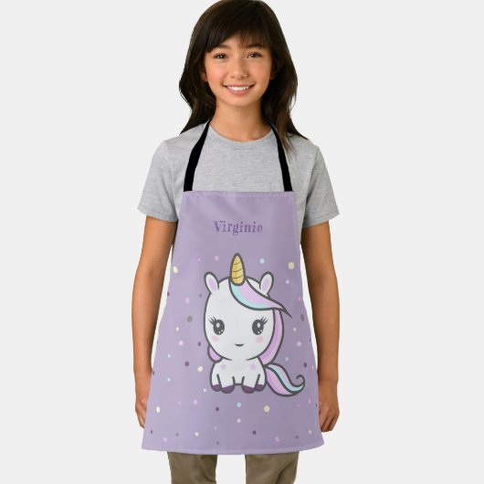 Cute Unicorn Paars Kind Apron Schort (Insitu)