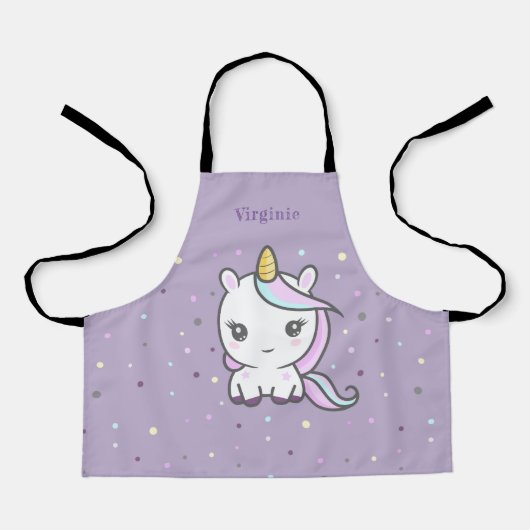 Cute Unicorn Paars Kind Apron Schort (Voorkant)