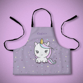 Cute Unicorn Paars Kind Apron Schort