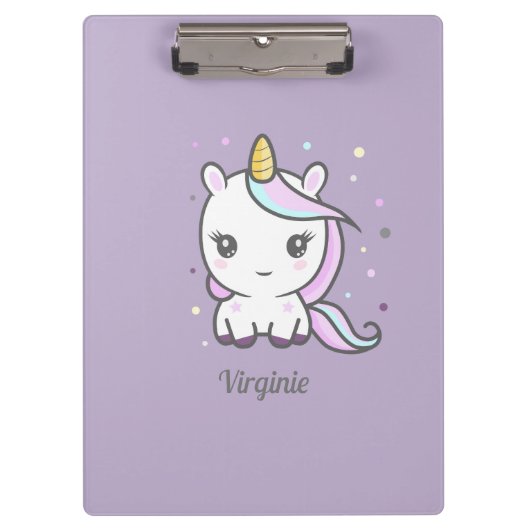 Cute Unicorn Paars Klembord (Voorkant)