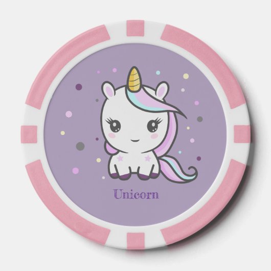 Cute Unicorn Paars Poker Chips (Voorkant)