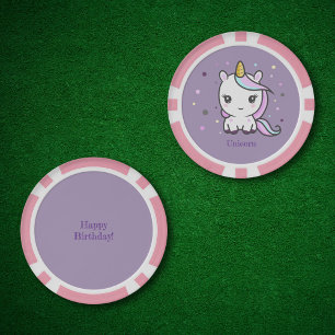 Cute Unicorn Paars Poker Chips