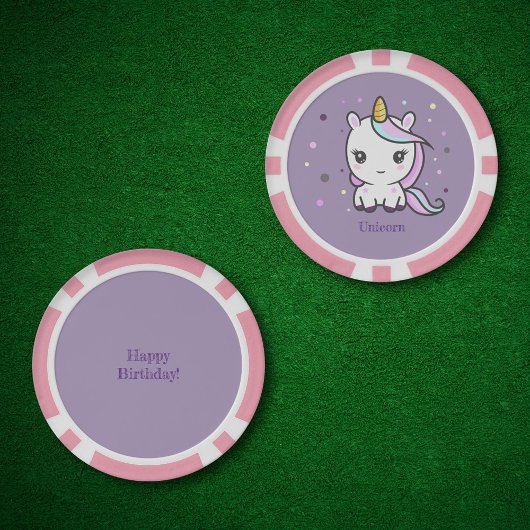 Cute Unicorn Paars Poker Chips