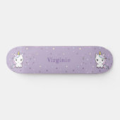 Cute Unicorn Paars Skateboard (Horizontaal)