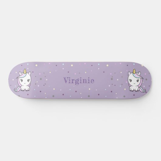 Cute Unicorn Paars Skateboard (Horizontaal)