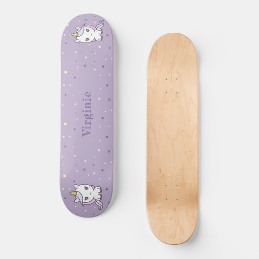 Cute Unicorn Paars Skateboard (Voorkant)