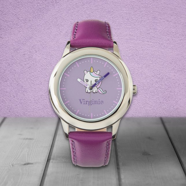 Cute Unicorn Paars Watch Horloge (Cute Unicorn Purple Watch)