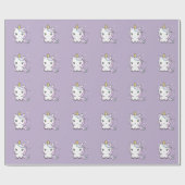 Cute Unicorn Paars wrapppapier Cadeaupapier (Vlak)
