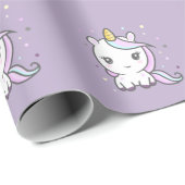 Cute Unicorn Paars wrapppapier Cadeaupapier (Rol Hoek)