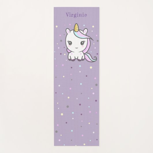 Cute Unicorn Paars Yoga Mat (Voorkant)