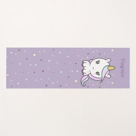 Cute Unicorn Paars Yoga Mat (Voorkant (horizontaal))