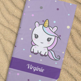 Cute Unicorn Paarse Beach Towel Strandlaken