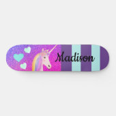 Cute Unicorn Paarse Glitter Girls Persoonlijk Persoonlijk Skateboard (Horizontaal)