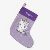 Cute Unicorn Paarse kerststop Kleine Kerstsok (Voorkant (Hangend))