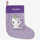 Cute Unicorn Paarse kerststop Kleine Kerstsok (Voorkant)