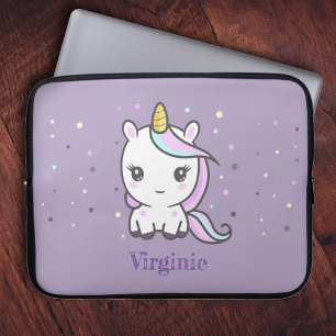 Cute Unicorn Paarse laptophoes Laptop Sleeve