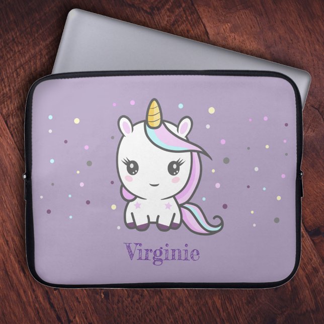 Cute Unicorn Paarse laptophoes Laptop Sleeve (Cute Unicorn Purple Laptop Sleeve)