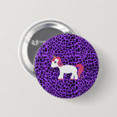 Cute unicorn paarse leopard ronde button 5,7 cm (Voorkant /achterkant)