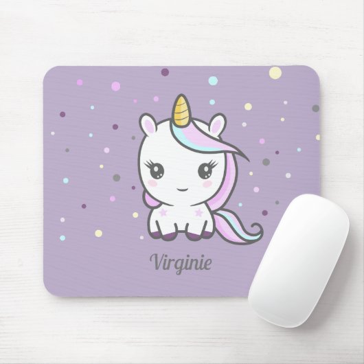 Cute Unicorn Paarse Muismat (Met muis)