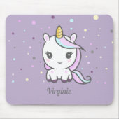Cute Unicorn Paarse Muismat (Voorkant)