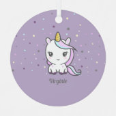 Cute Unicorn Paarse Ornament (Voorkant)