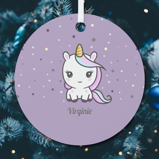 Cute Unicorn Paarse Ornament