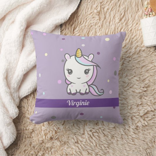 Cute Unicorn Paarse Pillow Kussen (Deken)