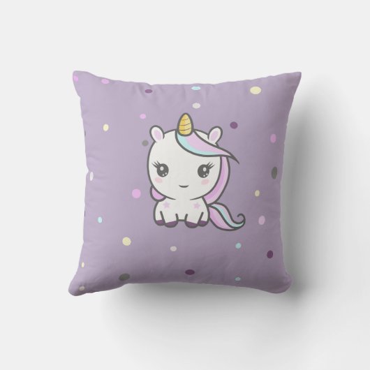 Cute Unicorn Paarse Pillow Kussen (Achterkant)