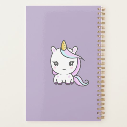 Cute Unicorn Paarse Planner (Achterkant)