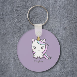 Cute Unicorn Paarse Sleutelhanger