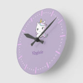 Cute Unicorn Paarse Wall Clock Ronde Klok (Hoek)