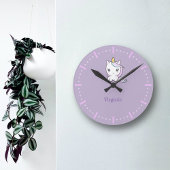 Cute Unicorn Paarse Wall Clock Ronde Klok