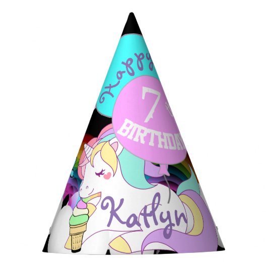 Cute Unicorn Party Favor Pet Personalized Feesthoedjes (Voorkant)
