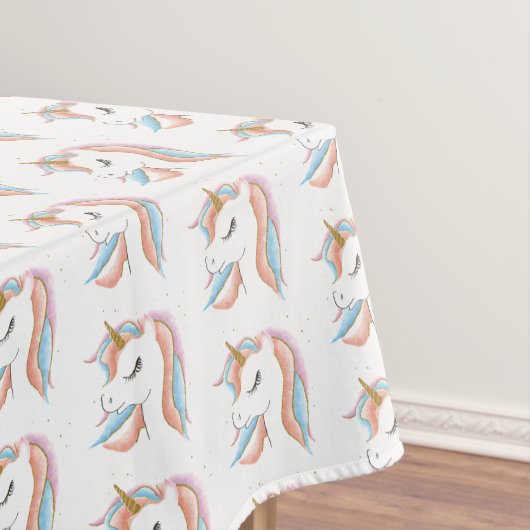 Cute Unicorn Pastel Regenboogrechthoek Tafelkleed (Voorbeeld)