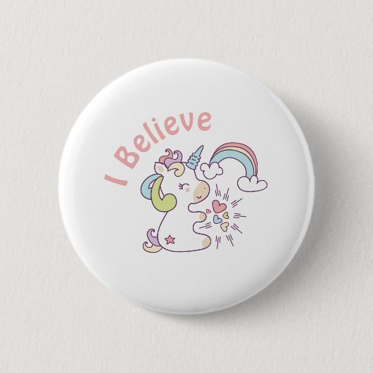 Cute Unicorn Pastel Ronde Button 5,7 Cm (Voorkant)