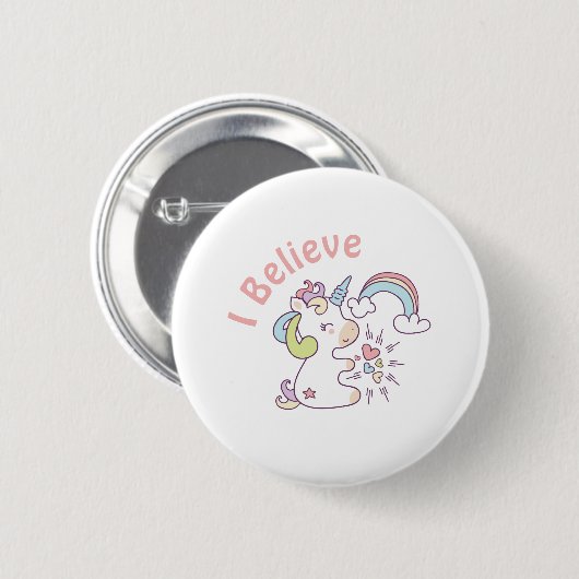 Cute Unicorn Pastel Ronde Button 5,7 Cm (Voorkant /achterkant)