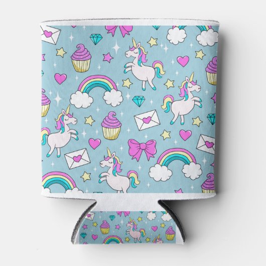 Cute Unicorn Pattern Blikjeskoeler (Voorkant)