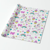 Cute Unicorn Pattern Cadeaupapier (Uitgerold)