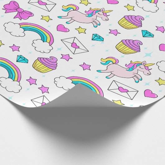 Cute Unicorn Pattern Cadeaupapier (Hoek)