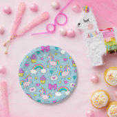 Cute Unicorn Pattern Papieren Bordje (Feest)