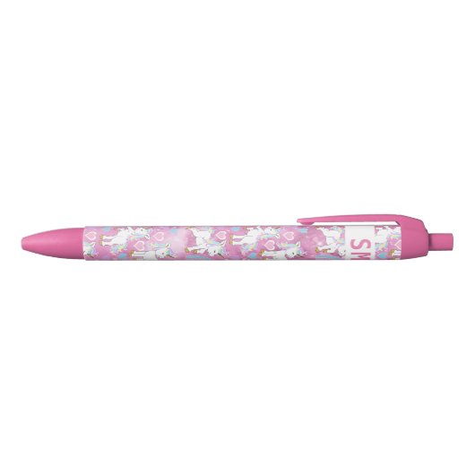 Cute Unicorn Pattern - Personalize Zwarte Inkt Pen (Bovenkant)