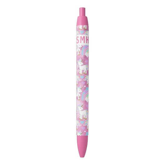 Cute Unicorn Pattern - Personalize Zwarte Inkt Pen (Voorkant Verticaal)