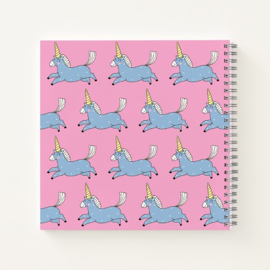 Cute Unicorn Pattern Pink Girly Personalised Notitieboek (Achterkant)